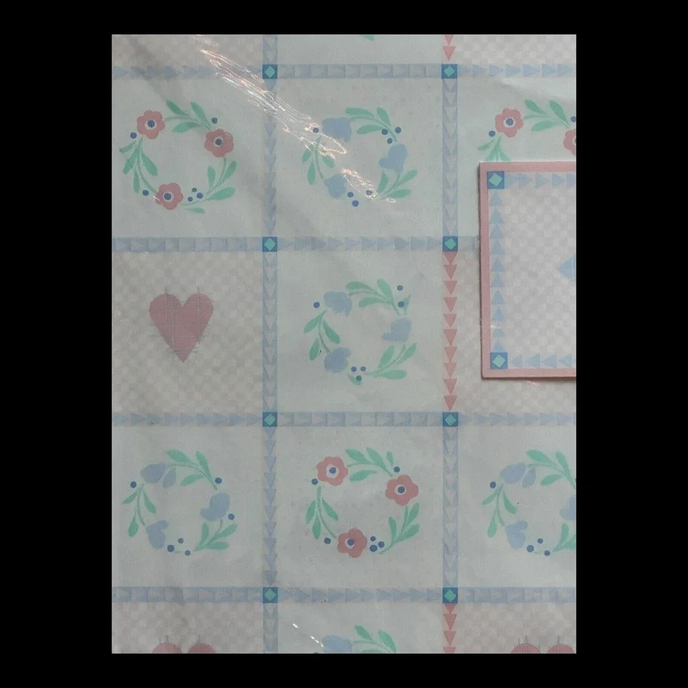 Hallmark Readywrap Country Quilted Wreath (1) Sheet Wrapping Paper Bow Card VTG